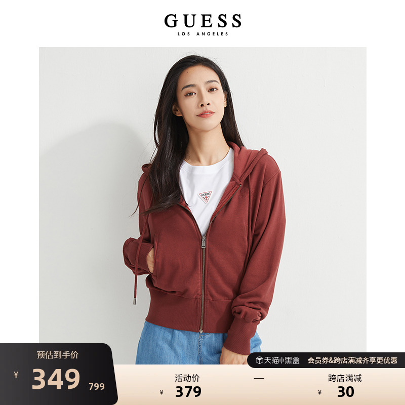 GUESS女士开衫百搭oversize刺绣舒适简约卫衣外套W2YQ04KB3O0-封面