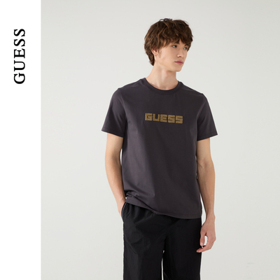 GUESS男士休闲简约舒适压花logo短袖T恤-M5PP59K2Q40