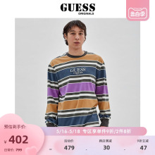 GUESS Originals 情侣款撞色条纹圆领长袖T恤-M3GI28K9XF3