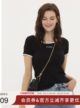 GUESS简约设计修身甜辣刺绣短袖T恤上衣-Q3PP11K2Q40