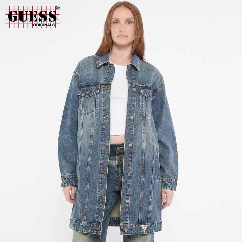 GUESSOriginals 女士韩版潮流时尚水洗牛仔长外套