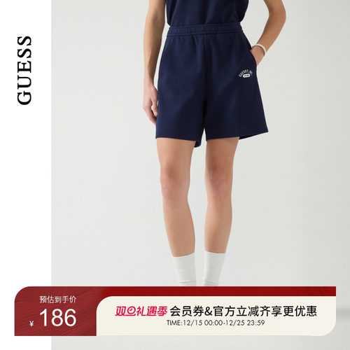 GUESS华夫格纯色运动休闲短裤