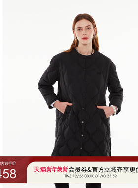 GUESS女百搭纯色绗缝中长款羽绒服-Q4PN28W55R0