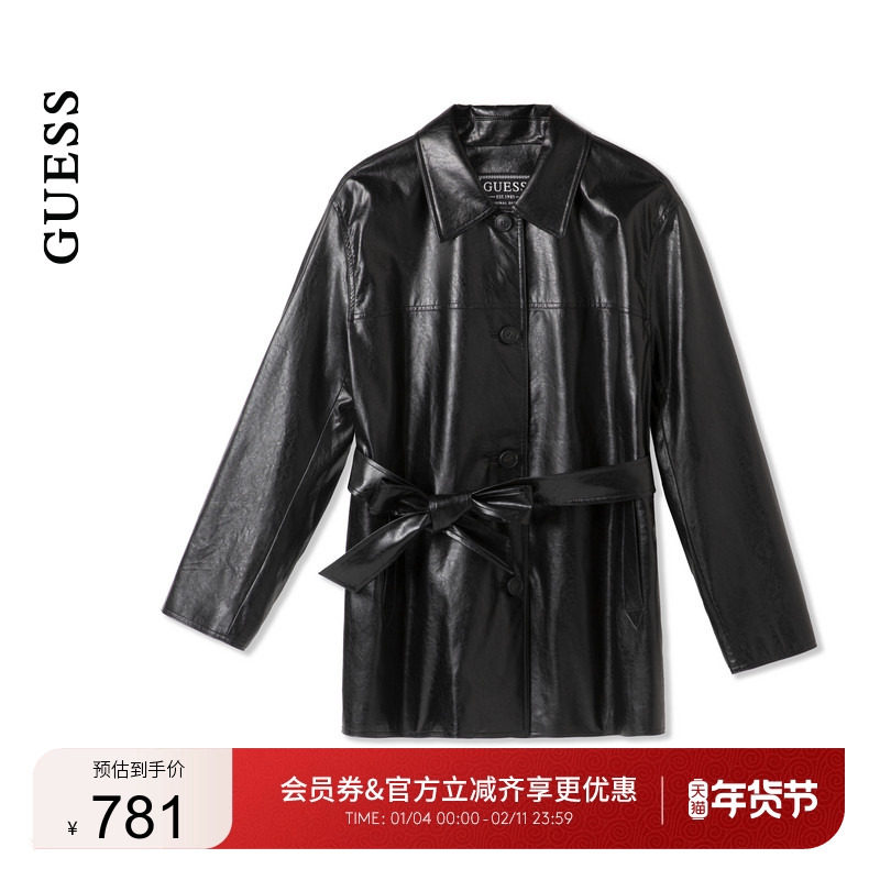 【秀智明星同款】GUESS女士中长款夹克外套-YP1W7852,女装/女士精品,短外套,淘宝优惠券,粉丝福利购,淘宝优惠卷