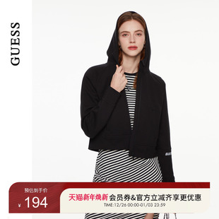W4PP81K2Q45 外套 GUESS女士美式 纯色休闲连帽短款