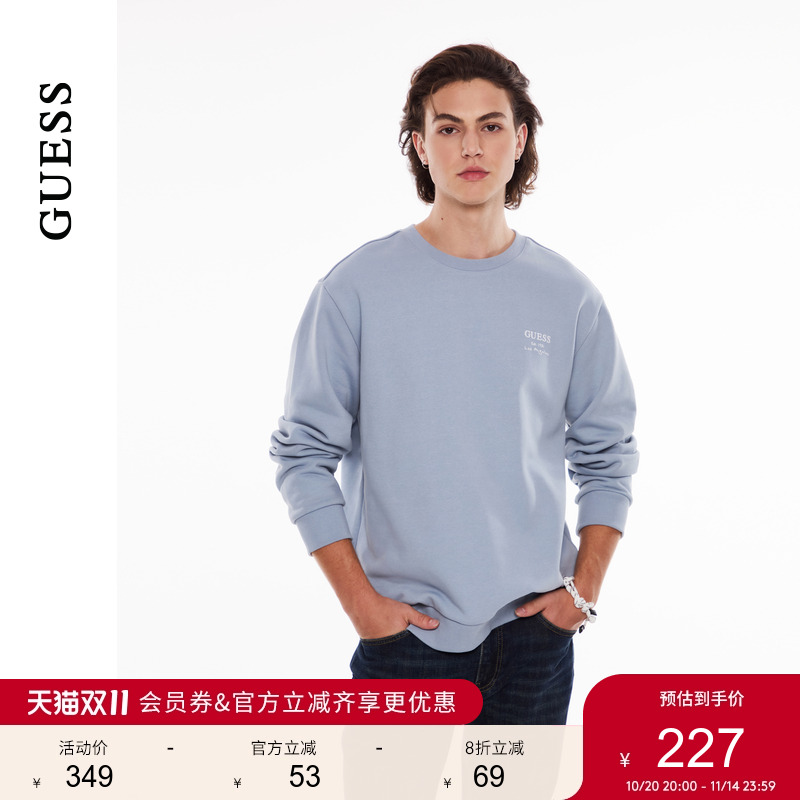 GUESS印花logo圆领套头卫衣