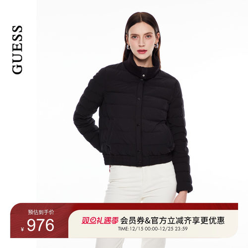 GUESS百搭鹅绒翻领绗缝羽绒服