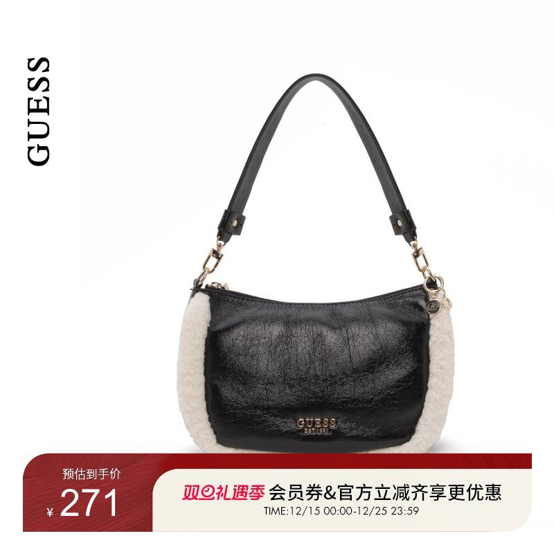 GUESS拼接毛绒百搭手提单肩包