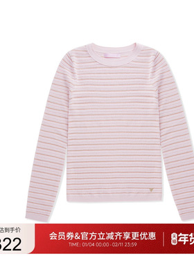 GUESS女士百搭条纹休闲打底针织上衣-W5GR14Z3MS0