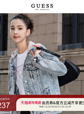 GUESS女美式品质时尚可拆卸连帽牛仔外套夹克-Q3PN12D51V0