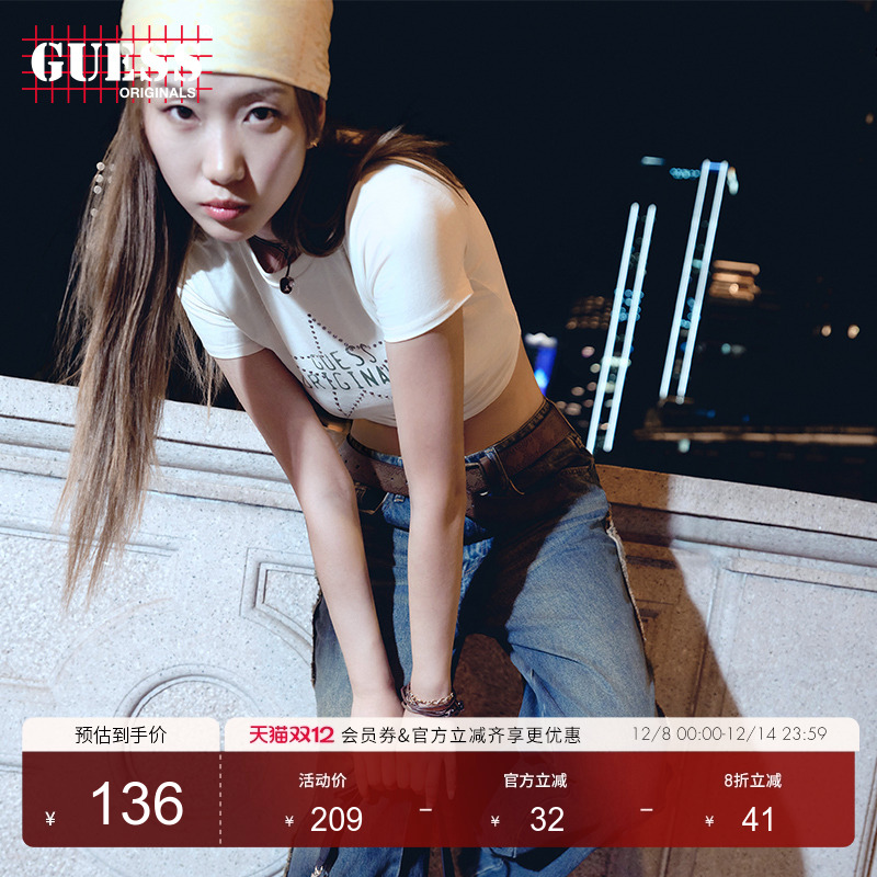 GUESSOriginals   女士logo款短袖T恤-W4YP23KA0Q1