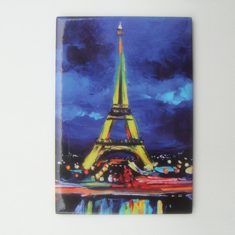 卡通3mm厚法国巴黎埃菲尔铁塔风景品油画磁性创意冰箱贴个性创意