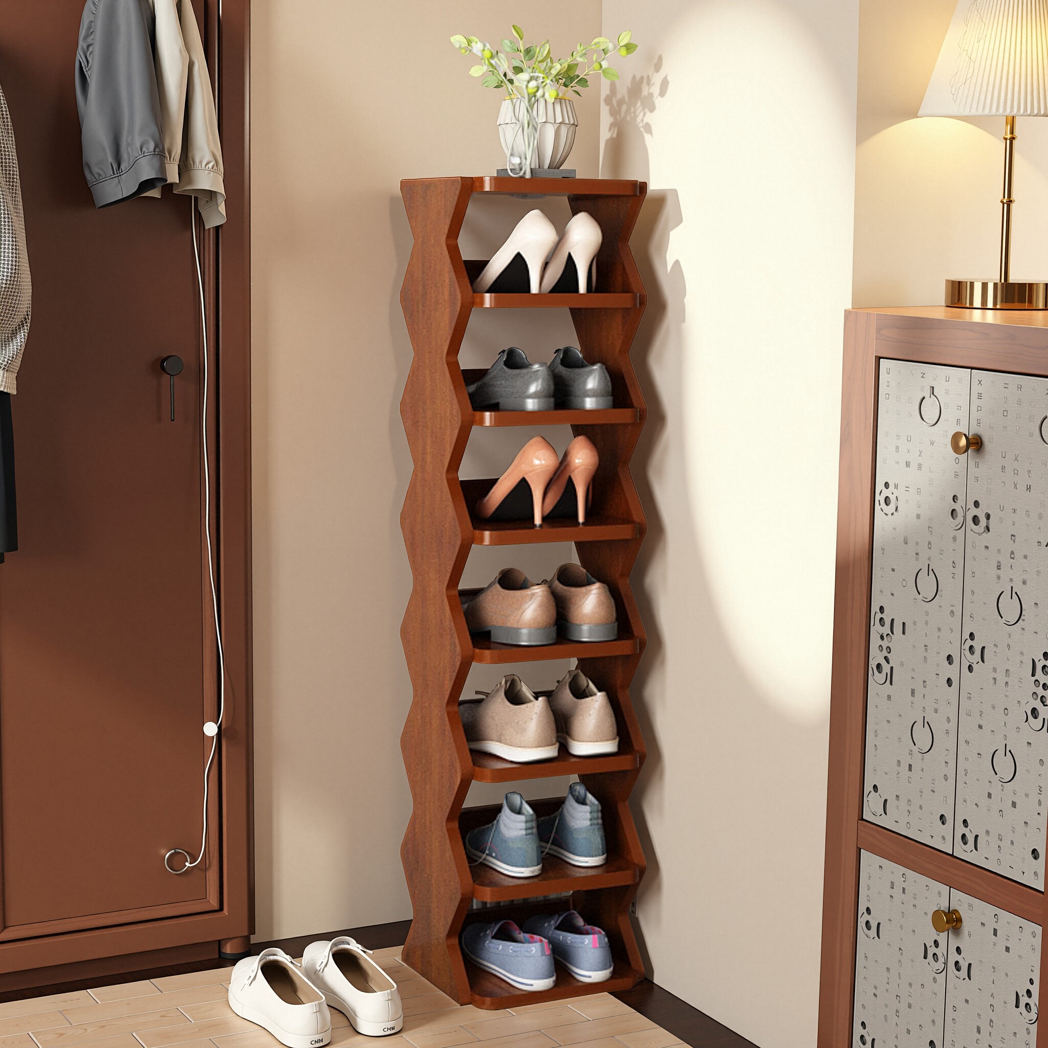 2025新款全实木门口小鞋架窄鞋柜