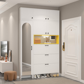 进门超薄鞋 柜全身全身镜一体玄关柜门口靠墙到顶轻奢大容量收纳柜