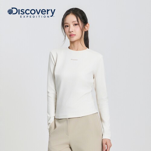 Discovery探索户外罗纹组织修身短款长袖T恤女士26秋冬新品RL4A