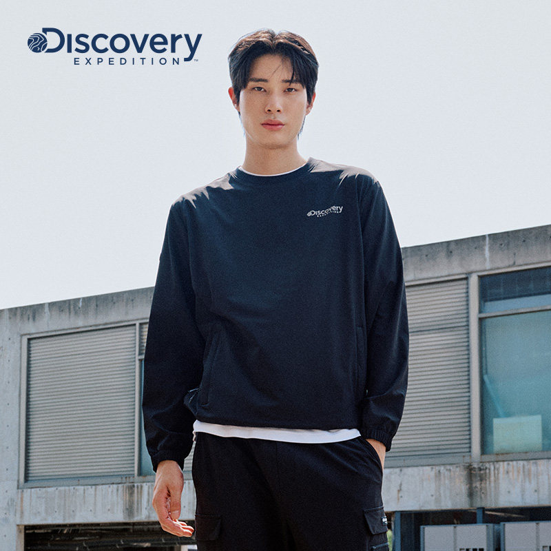 Discovery探索山系户外运动训练服简约休闲圆领套头衫卫衣男春秋