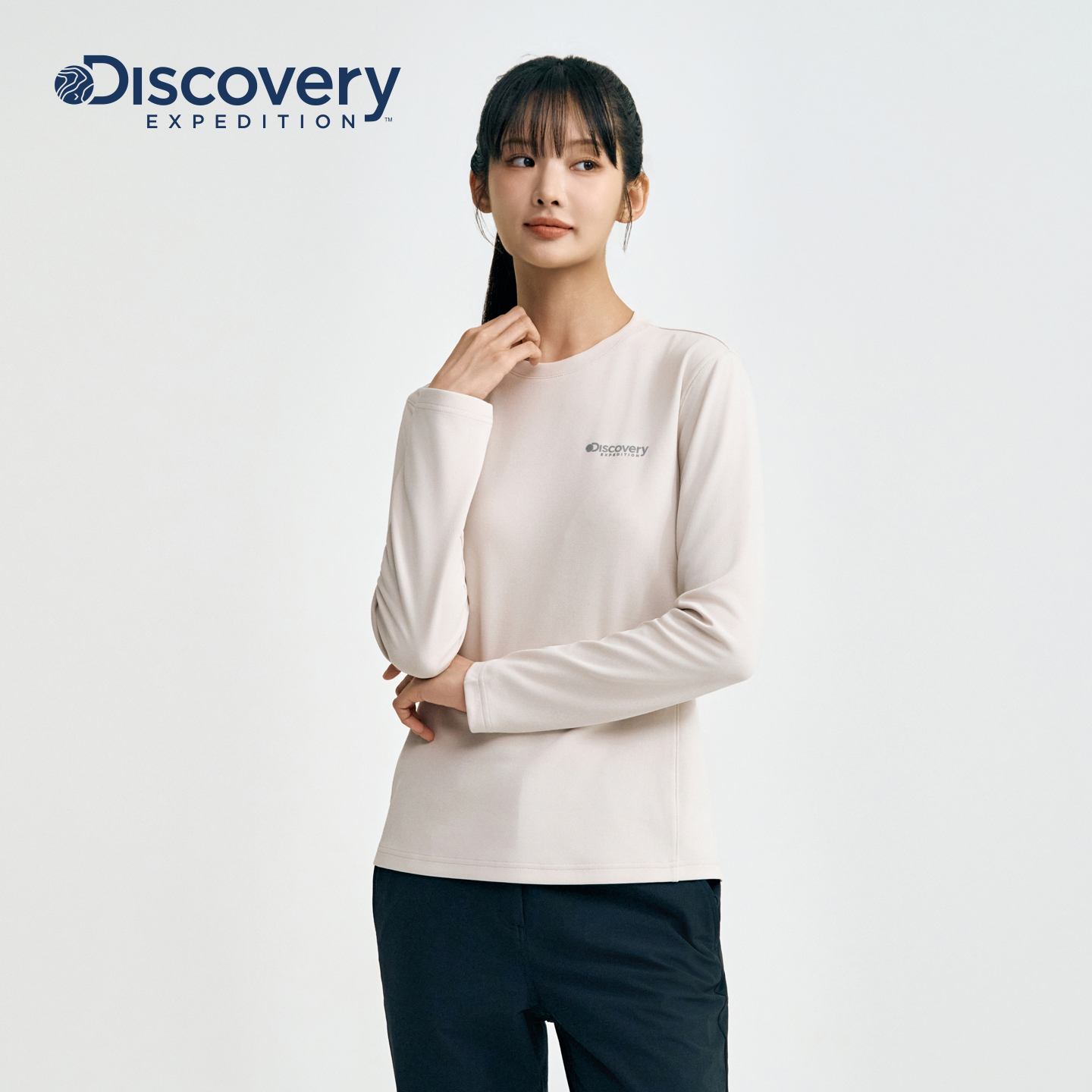 Discovery探索户外徒步长袖T恤休闲圆领运动训练服上衣男女25秋新