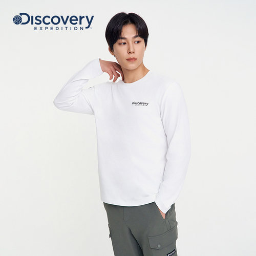 Discovery探索秋冬户外运动长袖T恤日常圆领长袖内搭训练套头衫男