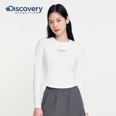 Discovery探索户外长袖 T恤简约紧身内搭短款 运动训练服上衣女春秋
