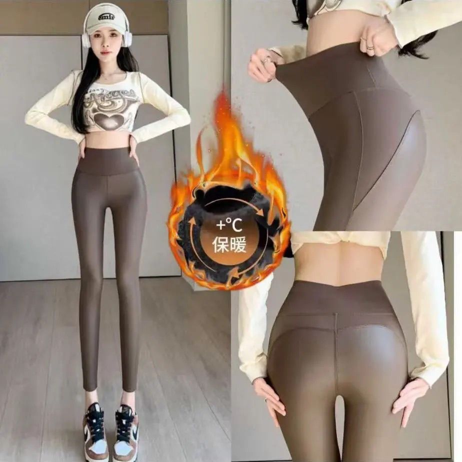 加绒加厚小香PU皮裤保暖高腰弹力打底裤女2025冬季新百搭显瘦外穿