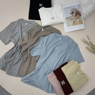 《姚家优麦汇》Y5226春款圆领设计感时尚百搭短袖显瘦上衣款女