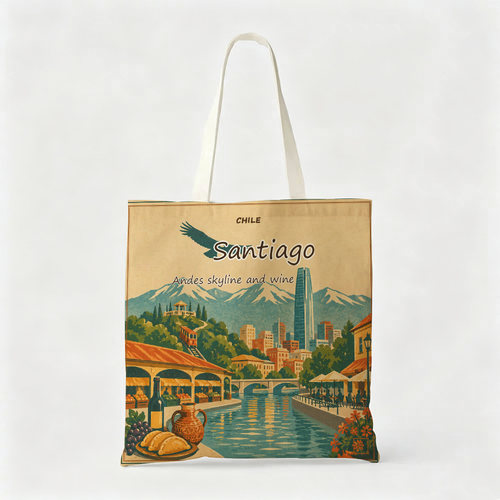 加厚帆布 世界城市插画印花 40x35cm大容量