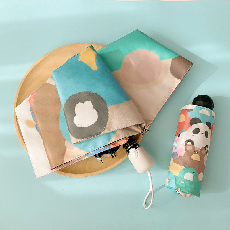 手绘插画全自动晴雨两用女遮阳折叠小巧便捷防晒防紫外线太阳在类目 居家日用, 伞/雨具/防雨/防潮, 伞中 - 来自Buy2taobao.com提供专业的淘宝代购服务