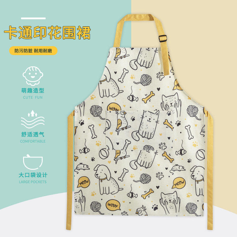 卡通可爱亲子围裙厨房家用女2023年新款吃饭宝宝罩衣儿童围裙