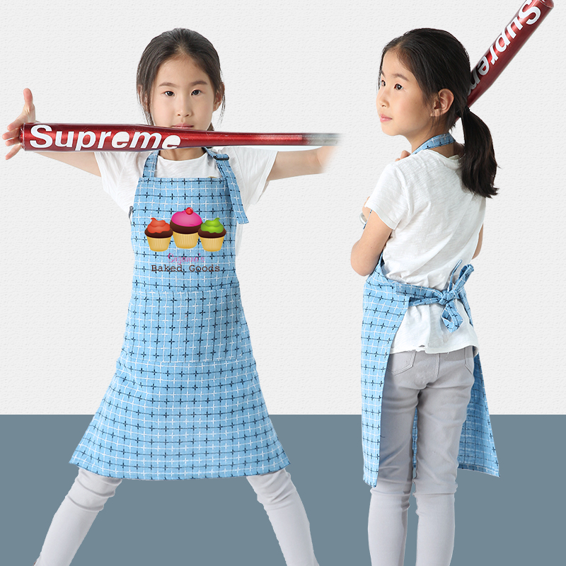 彩虹蛋糕创意围裙韩版时尚幼儿园手工烘培课吃饭防污无袖围裙定制