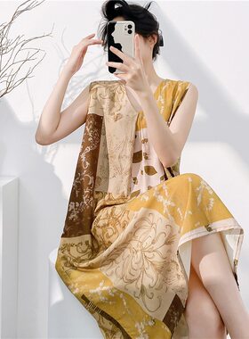 棉绸无袖睡裙女夏季薄款碎花新款超好看连衣裙中长款小清新家居服
