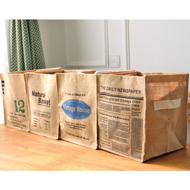 可折叠黄麻收纳盒杂物内衣微趣