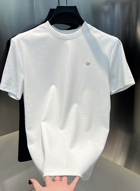 2025秋冬款男士潮流百搭净版半袖刺绣品质圆领T恤简约时尚男装