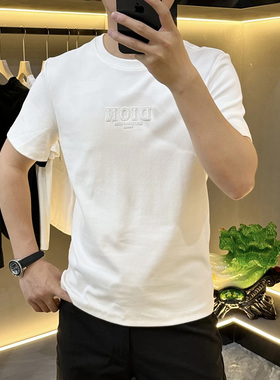 24秋季新款男装潮流轻奢上衣时尚高品质圆领休闲百搭简约T恤短袖