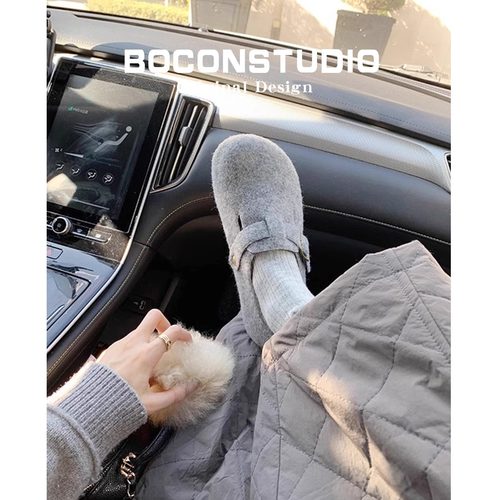 内增高勃肯鞋女毛毛鞋