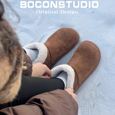 全牛皮~厚底加绒加厚雪地靴女