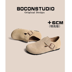 内增高6cm~真皮全包勃肯鞋女2026新款春季厚底单鞋包头半拖鞋女