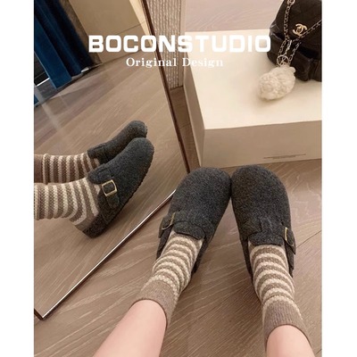 增高勃肯拖鞋毛毛鞋2025新款厚底