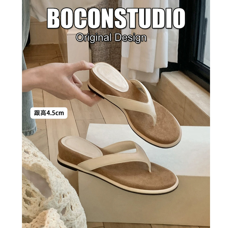 羊皮版~增高人字拖女夏外穿2026新款防滑夹趾凉拖鞋女度假沙滩鞋