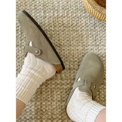 正品勃肯鞋平底包头拖鞋软木博肯