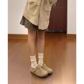 内增高软底一脚蹬单鞋 女厚底鞋 子女款 全包真皮勃肯鞋 钓鱼博肯鞋