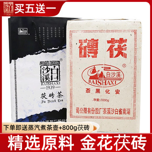 2007年陳茶老茶 湖南安化黑茶 白沙溪經(jīng)典 金花茯茶 手筑茯磚3kg