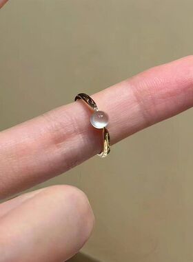精致玫瑰金戒指女简约轻奢优雅百搭叠戴开口指环ins风网红食指戒