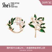 shes饰品原创栀子花开滴油花朵胸针外套大衣时尚 女 胸花配饰别针