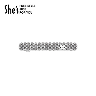 shes茜子复古礼赞工艺珍珠一字横夹马尾顶夹发夹 七七酱直播间