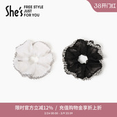 shes茜子高级感璀璨轻薄网纱晶莹闪亮大肠圈发绳女马尾发圈