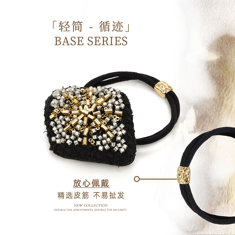 shes茜子手工钉珠矿石花朵皮筋