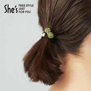 shes茜子耀我宣言璀璨小绣球工艺水晶多层发绳扎头发皮筋头绳发圈