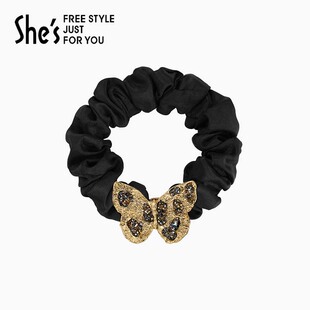 shes茜子自然复刻轻奢复古蝴蝶盘发发圈马尾大肠圈皮筋扎头绳头饰