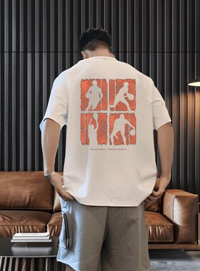 SIMWOOD简木男装特大码300斤美式纯棉男t恤短袖青少年夏季篮球衣