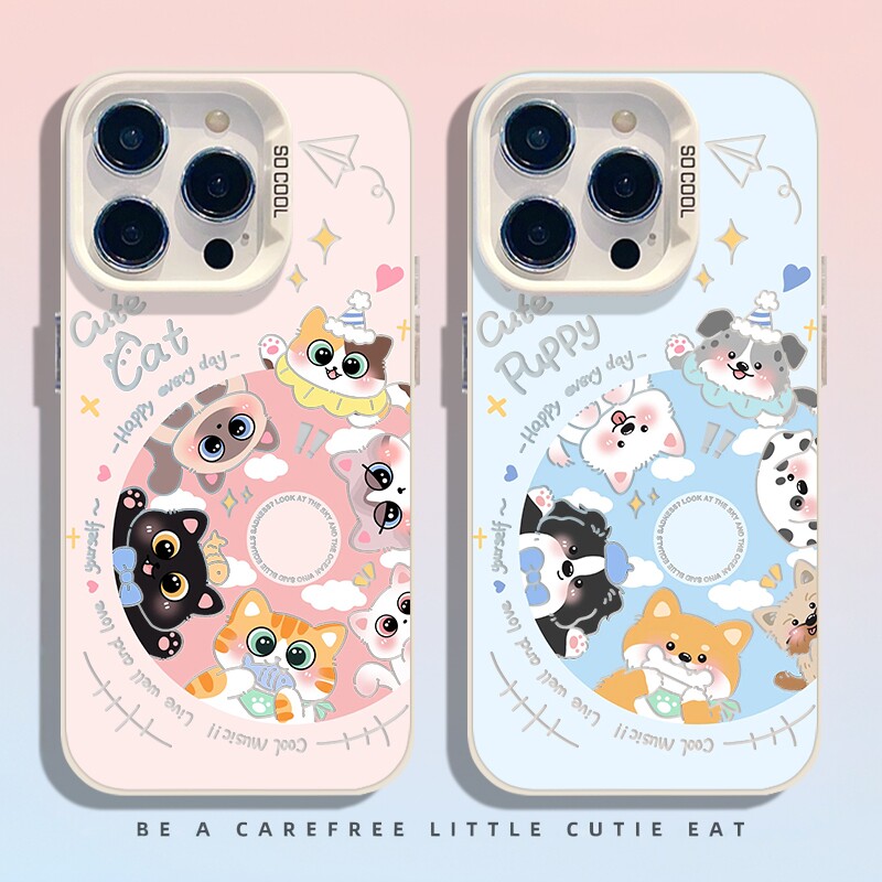 唱片猫狗手机壳适用苹果17promax情侣iphone16华为pura70小米15红米k80可爱oppoReno13荣耀400一加ace2套vivo